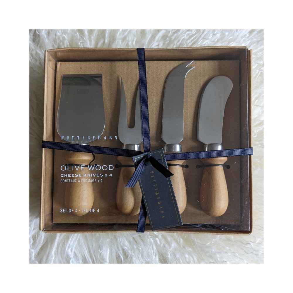 NWT Pottery Barn Olive Wood Cheese Knives